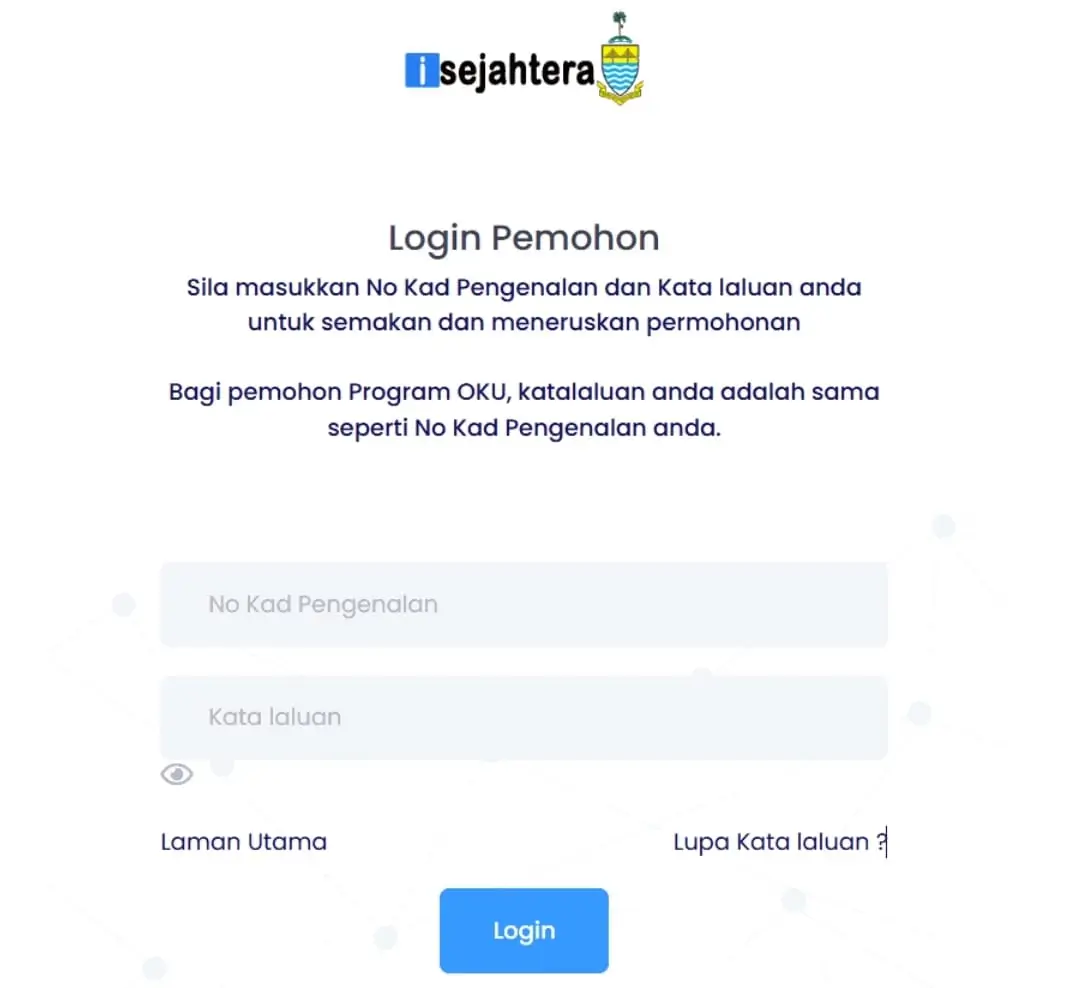 LOGIN CARA PERMOHONAN i-SEJAHTERA