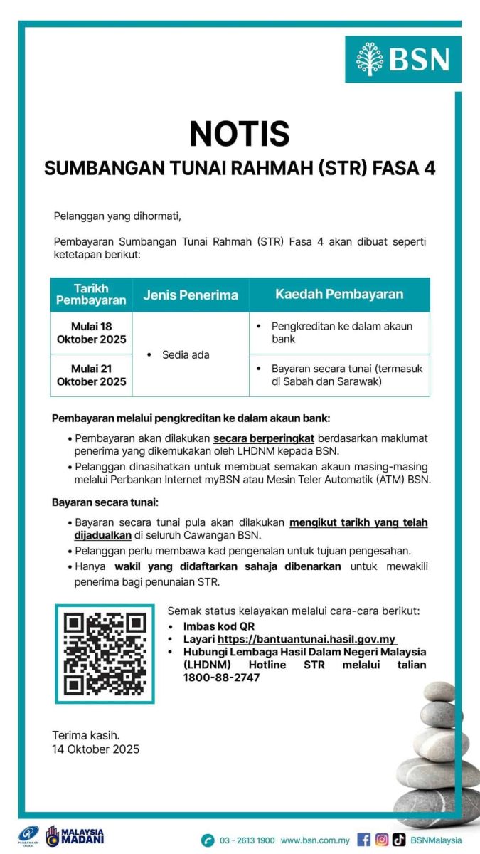 TARIKH BAYARAN STR FASA 4 2025
