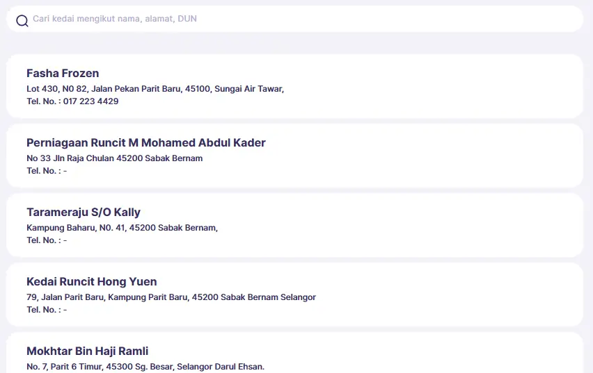 SENARAI BARANGAN & PANEL KEDAI