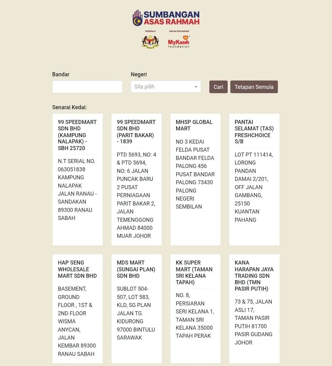 DI MANA LOKASI KEDAI BARANG SARA MYKASIH