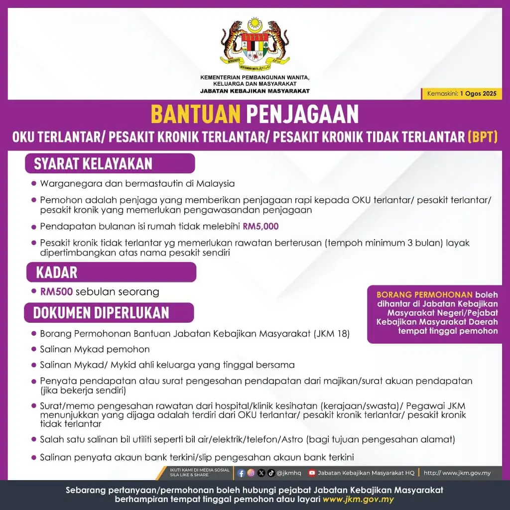 APA ITU BANTUAN PENJAGAAN OKU & PESAKIT KRONIK TERLANTAR (BPT)