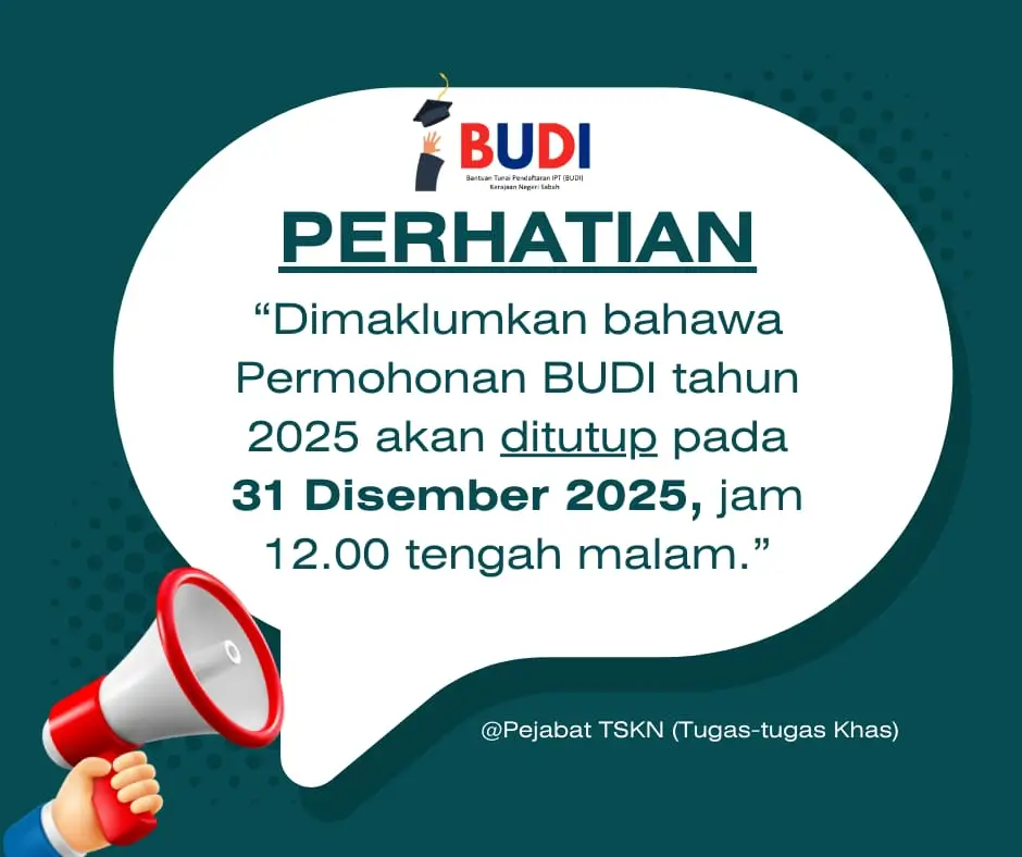 TARIKH PERMOHONAN BUDI SABAH 2025