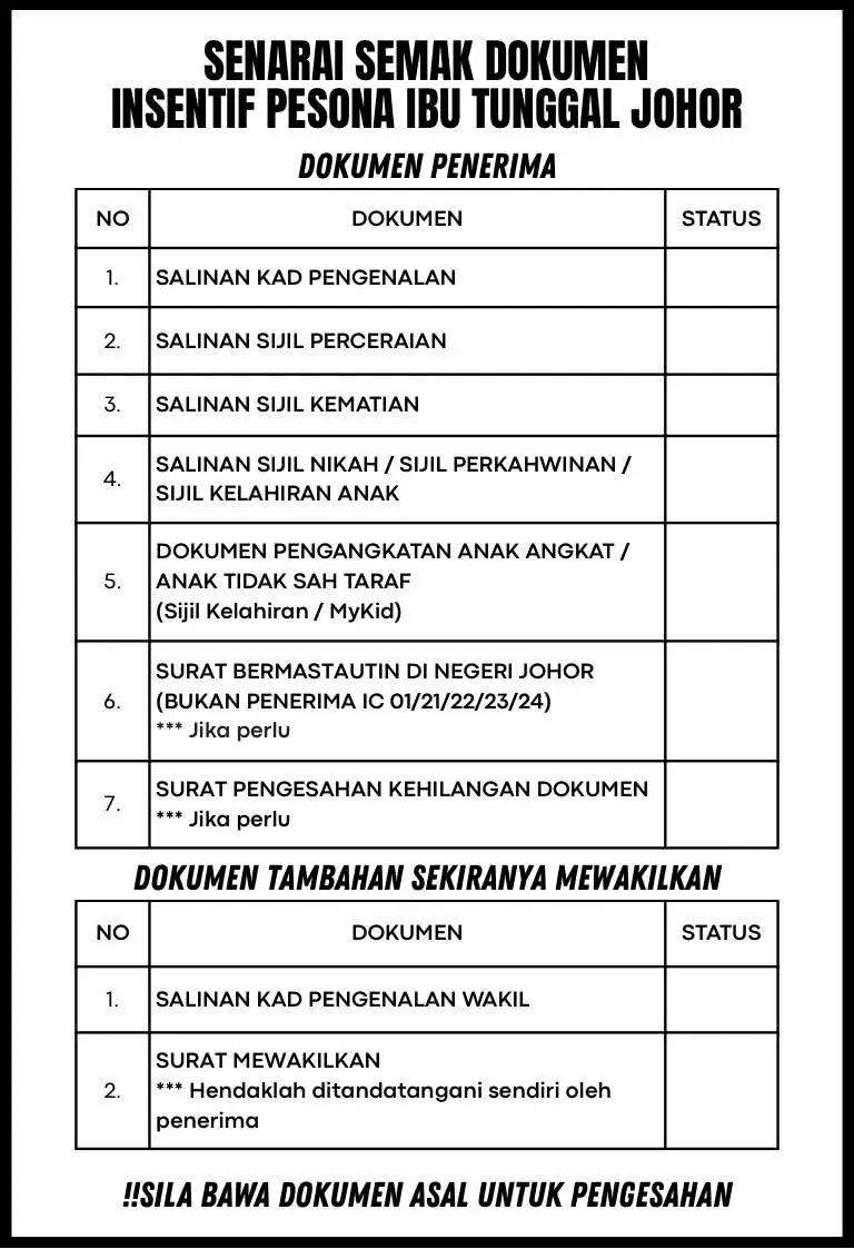 DOKUMEN SEMAK PENERIMA YANG LAYAK