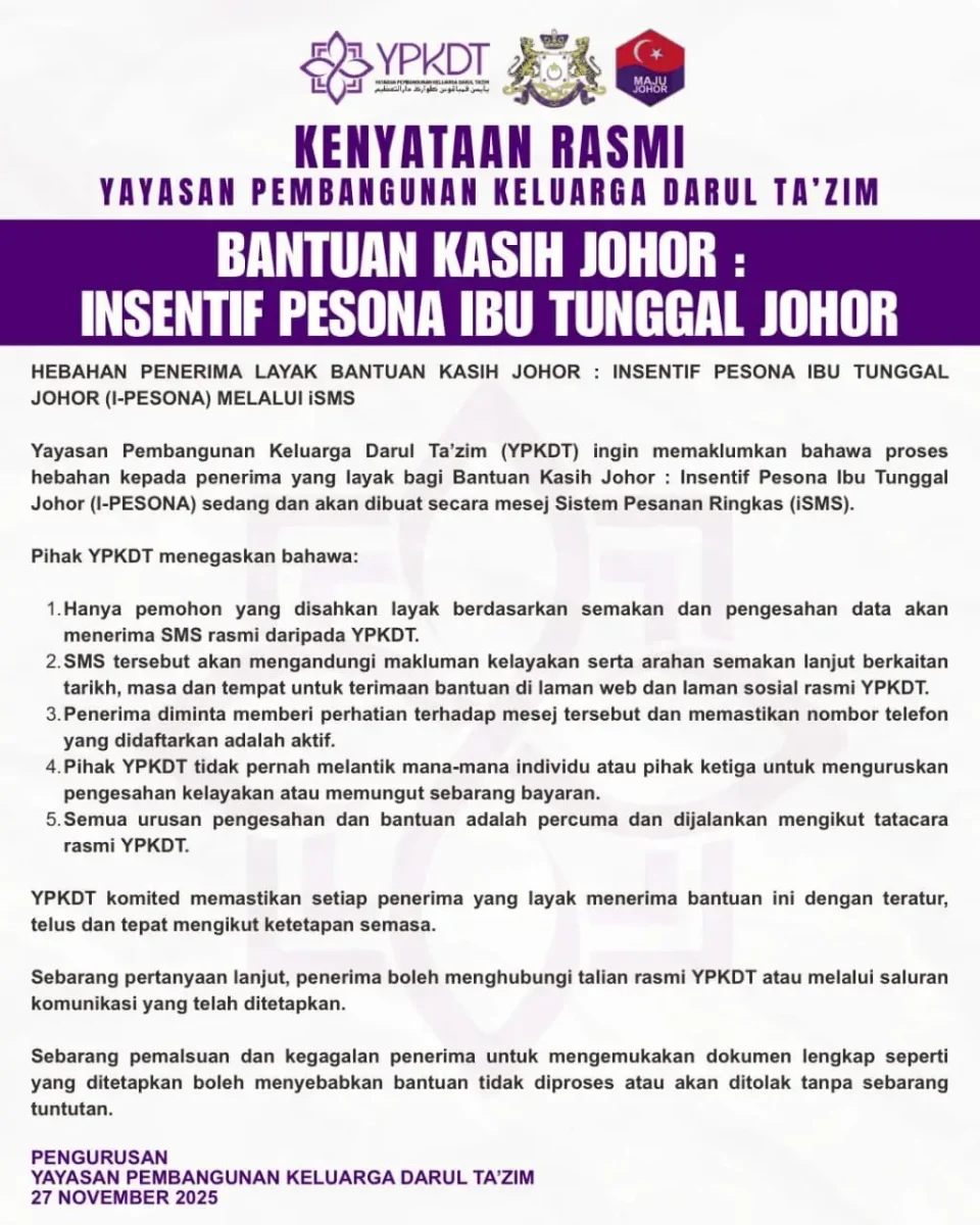 HEBAHAN PENERIMA INSENTIF KASIH JOHOR YANG LAYAK