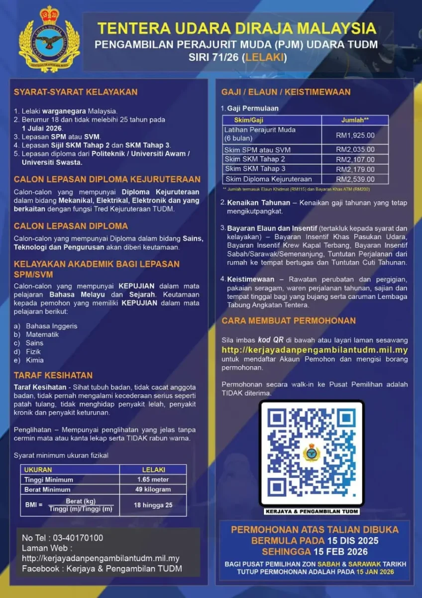 APA SYARAT PERMOHONAN TUDM 2026