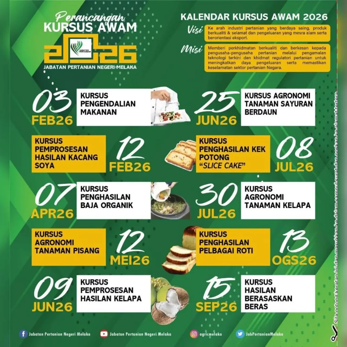 SENARAI KURSUS PERTANIAN & PEMPROSESAN MAKANAN 2026